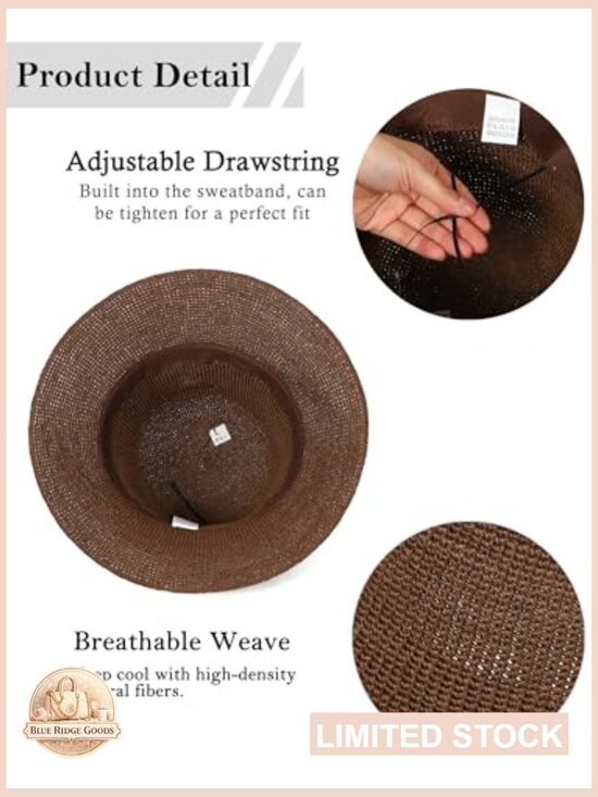Handwoven Foldable Straw Bucket Hat Adjustable Travel Sun Hat UPF 50 main image 5